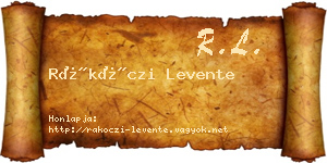 Rákóczi Levente névjegykártya